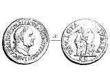 Sesterce (1/4 denarius), of Vespasian, 71 AD. &`;EMPeror CAESAR VESPASIAN, AUGustus, Pontiffex Maximus, Tribunitial Powers, Father or the Fatherland, COnSul 3rd time&`;, bust of Vespasian. 